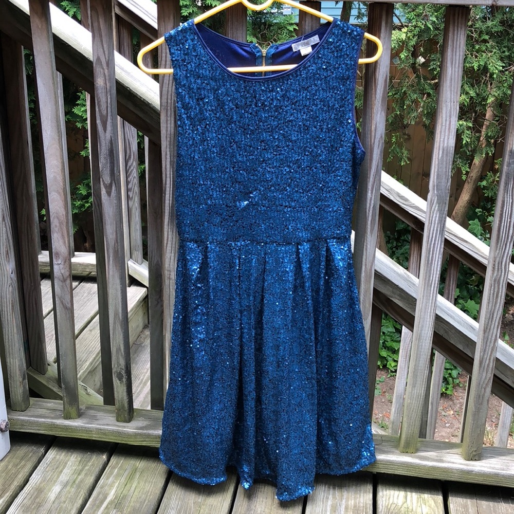 BLUE SEQUIN fit-n-flare DRESS!